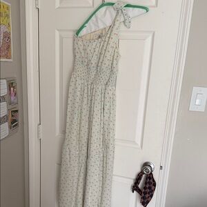 American Eagle Outfitters One Shoulder Dress - White with Red Floral